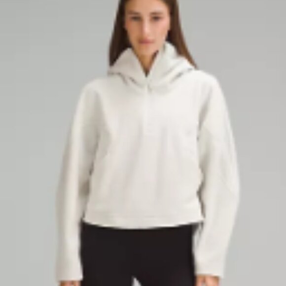 Lululemon Terry Fleece Half-Zip Hoodie - Size 12 - Cream - Picture 3 of 3